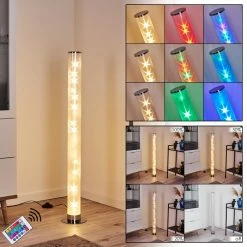 Hofstein Hatara Stehleuchte LED Chrom, 1-flammig, Fernbedienung, Farbwechsler