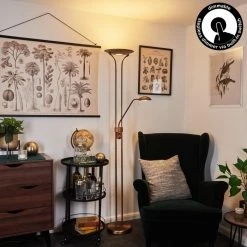 Hofstein Heuru Deckenfluter LED Bronze, 2-flammig