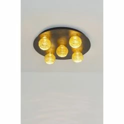 Holländer CARILLON Deckenleuchte LED Schwarz, Braun, Gold, 5-flammig