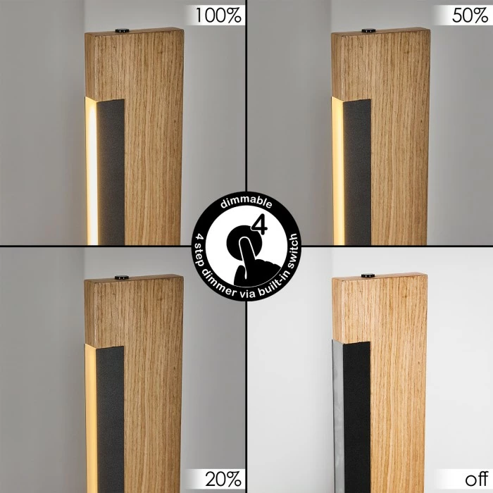 Hofstein Inzino Stehleuchte LED Schwarz, Naturfarben, 1-flammig – Bild 2