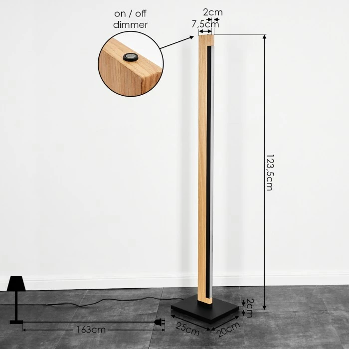 Hofstein Inzino Stehleuchte LED Schwarz, Naturfarben, 1-flammig – Bild 4