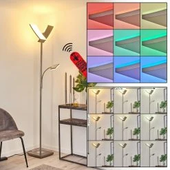 Hofstein Jamilena Deckenfluter LED Nickel-Matt, 3-flammig, Fernbedienung