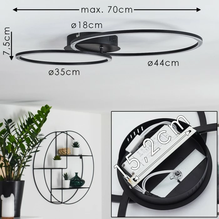 Hofstein Johsa Deckenleuchte LED Schwarz, 2-flammig – Bild 2