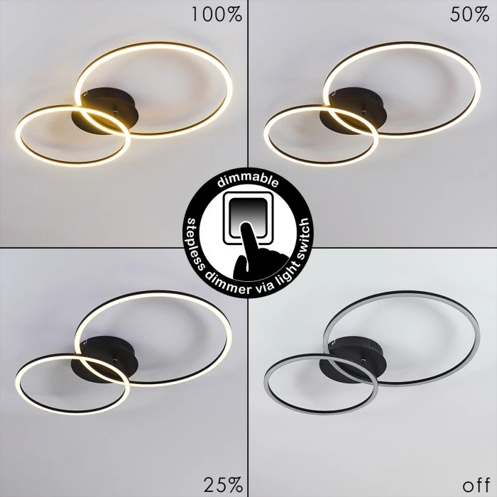 Hofstein Johsa Deckenleuchte LED Schwarz, 2-flammig – Bild 6