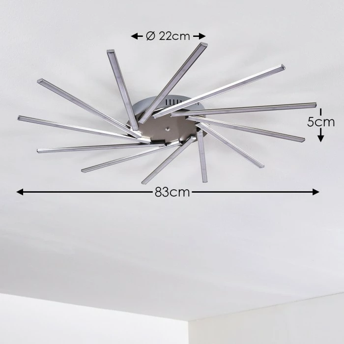 Hofstein Kinna Deckenleuchte LED Edelstahl, 12-flammig, Fernbedienung, Farbwechsler – Bild 2