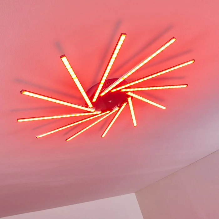 Hofstein Kinna Deckenleuchte LED Edelstahl, 12-flammig, Fernbedienung, Farbwechsler – Bild 13