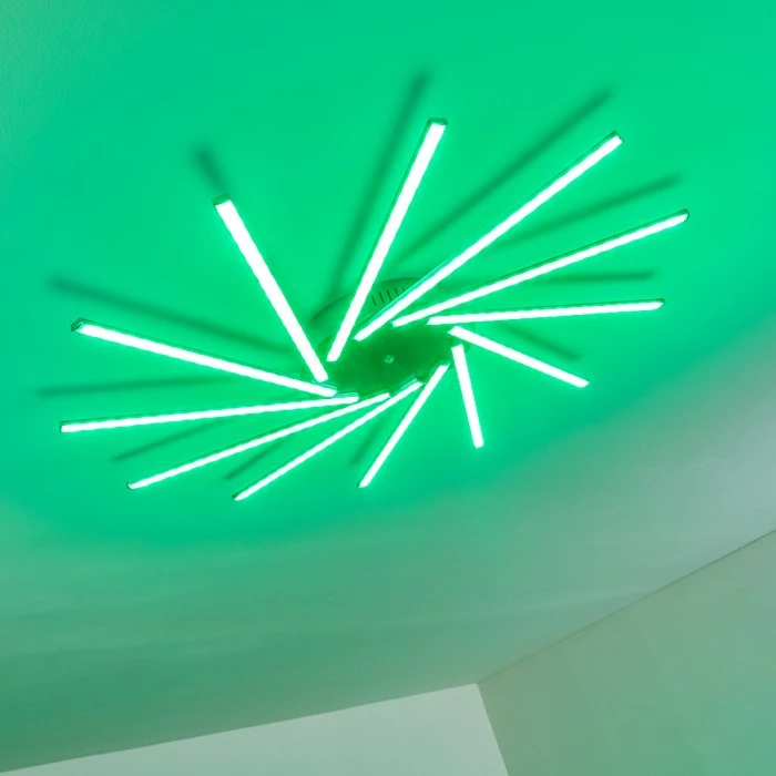 Hofstein Kinna Deckenleuchte LED Edelstahl, 12-flammig, Fernbedienung, Farbwechsler – Bild 14