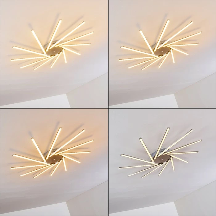 Hofstein Kinna Deckenleuchte LED Edelstahl, 12-flammig, Fernbedienung, Farbwechsler – Bild 15