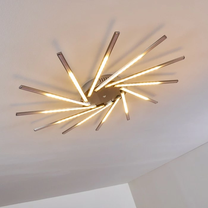 Hofstein Kinna Deckenleuchte LED Edelstahl, 12-flammig, Fernbedienung, Farbwechsler – Bild 16