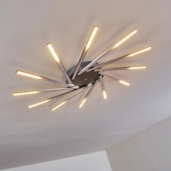 Hofstein Kinna Deckenleuchte LED Edelstahl, 12-flammig, Fernbedienung, Farbwechsler – Bild 17