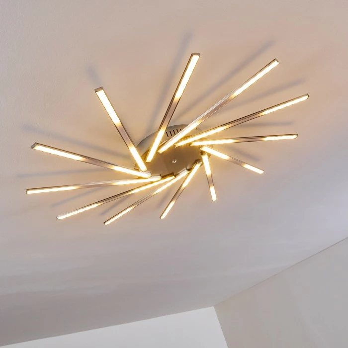 Hofstein Kinna Deckenleuchte LED Edelstahl, 12-flammig, Fernbedienung, Farbwechsler – Bild 18