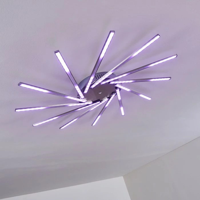 Hofstein Kinna Deckenleuchte LED Edelstahl, 12-flammig, Fernbedienung, Farbwechsler – Bild 20