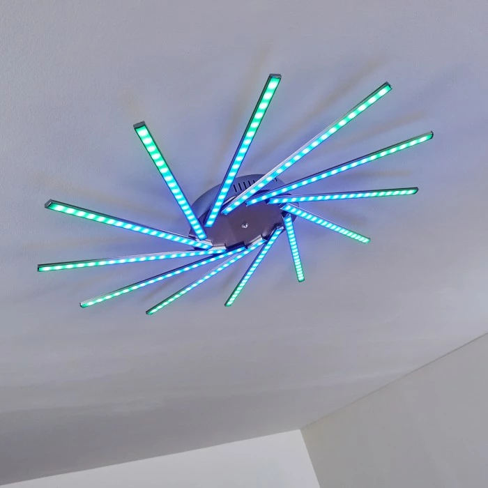 Hofstein Kinna Deckenleuchte LED Edelstahl, 12-flammig, Fernbedienung, Farbwechsler – Bild 21