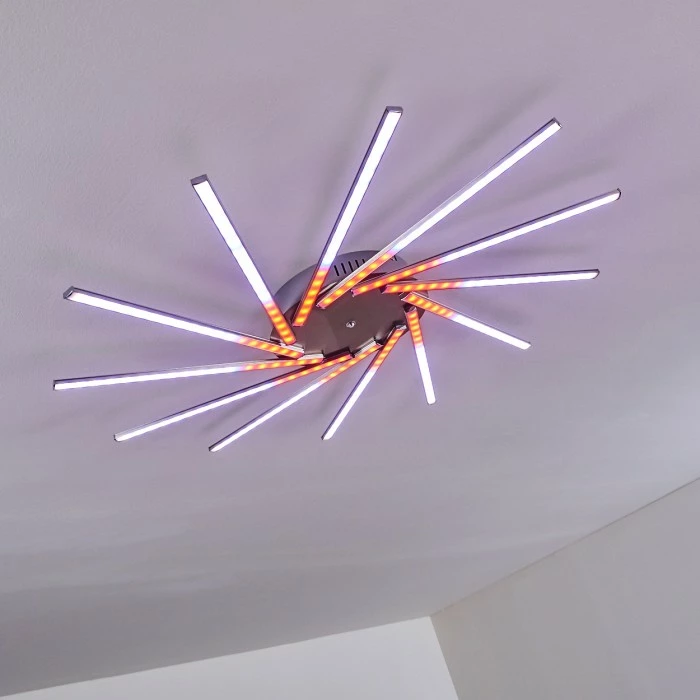 Hofstein Kinna Deckenleuchte LED Edelstahl, 12-flammig, Fernbedienung, Farbwechsler – Bild 22