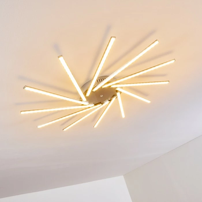 Hofstein Kinna Deckenleuchte LED Edelstahl, 12-flammig, Fernbedienung, Farbwechsler – Bild 24