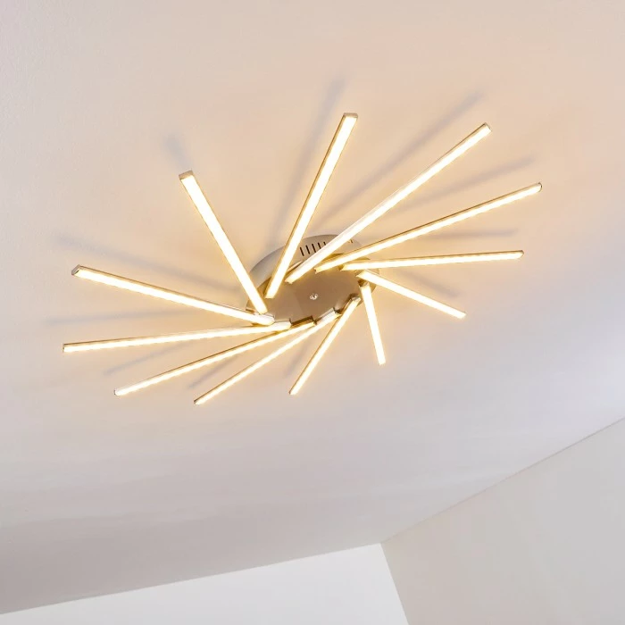 Hofstein Kinna Deckenleuchte LED Edelstahl, 12-flammig, Fernbedienung, Farbwechsler – Bild 25