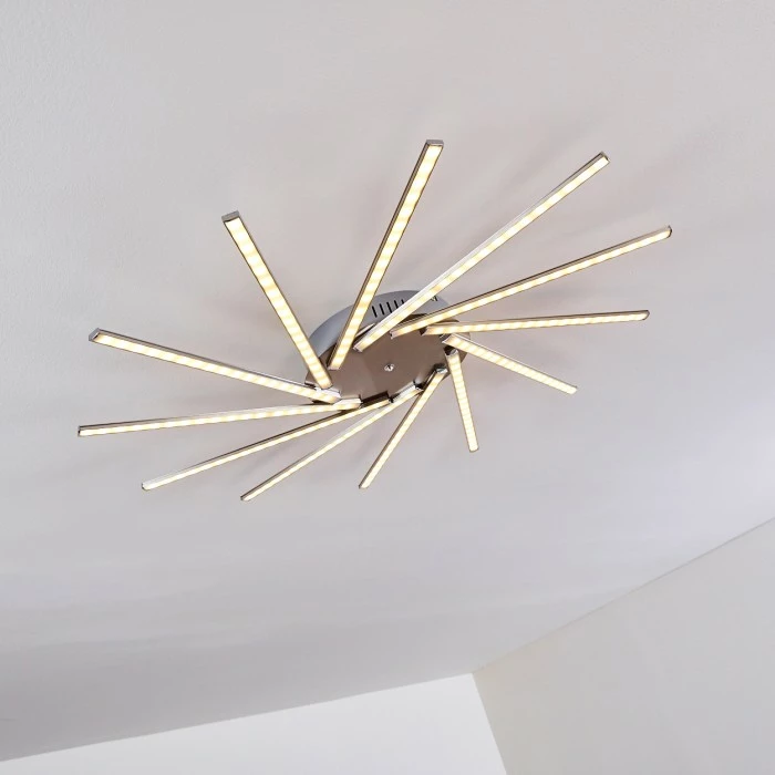 Hofstein Kinna Deckenleuchte LED Edelstahl, 12-flammig, Fernbedienung, Farbwechsler – Bild 26