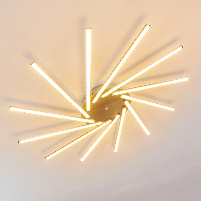 Hofstein Kinna Deckenleuchte LED Edelstahl, 12-flammig, Fernbedienung, Farbwechsler – Bild 27