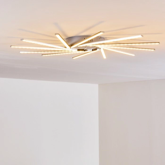 Hofstein Kinna Deckenleuchte LED Edelstahl, 12-flammig, Fernbedienung, Farbwechsler – Bild 29