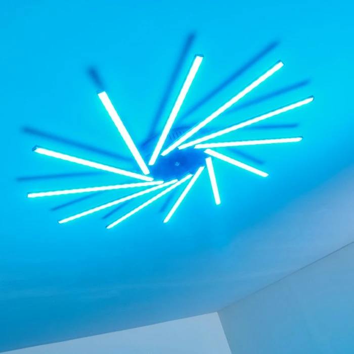 Hofstein Kinna Deckenleuchte LED Edelstahl, 12-flammig, Fernbedienung, Farbwechsler – Bild 4