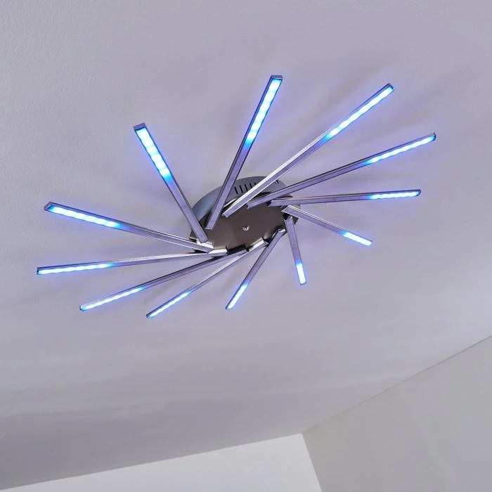 Hofstein Kinna Deckenleuchte LED Edelstahl, 12-flammig, Fernbedienung, Farbwechsler – Bild 33