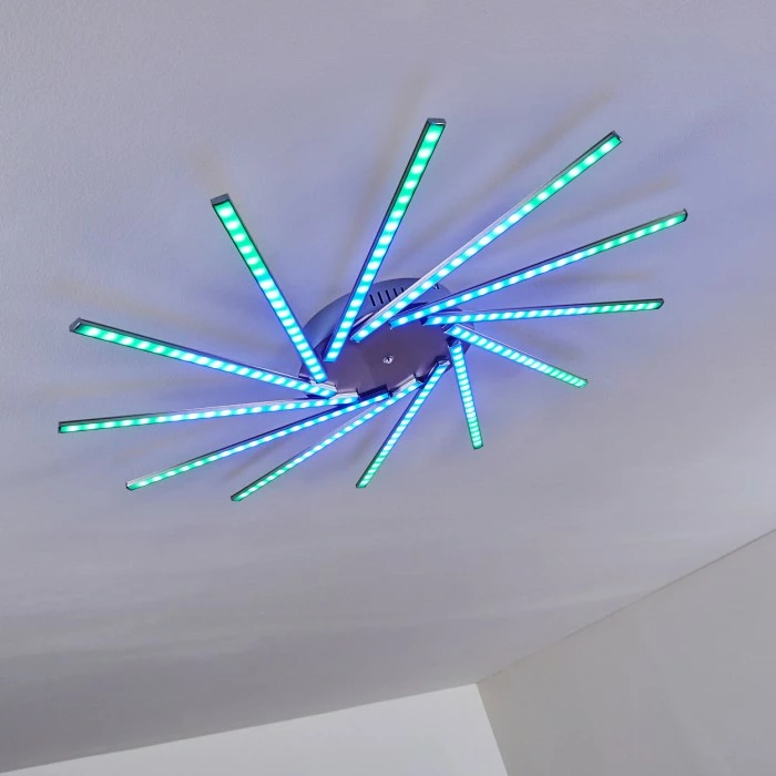 Hofstein Kinna Deckenleuchte LED Edelstahl, 12-flammig, Fernbedienung, Farbwechsler – Bild 34