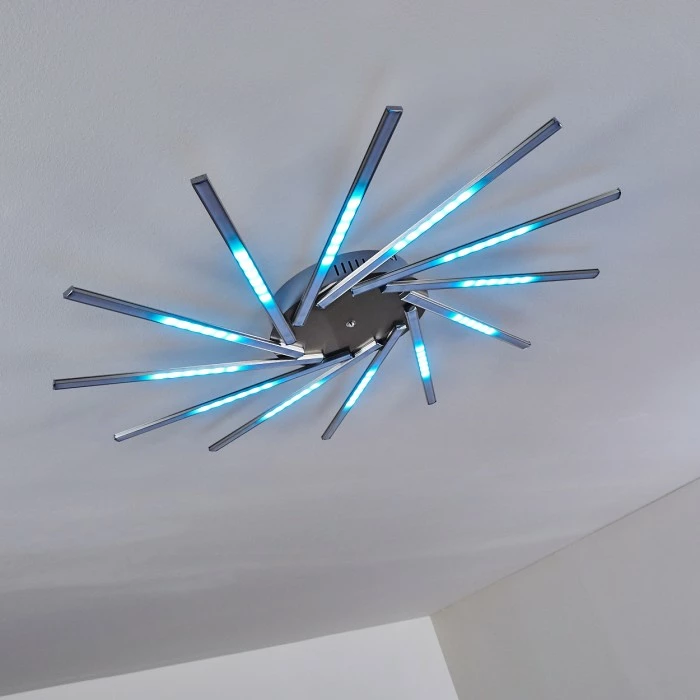 Hofstein Kinna Deckenleuchte LED Edelstahl, 12-flammig, Fernbedienung, Farbwechsler – Bild 35