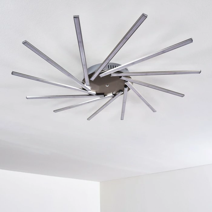 Hofstein Kinna Deckenleuchte LED Edelstahl, 12-flammig, Fernbedienung, Farbwechsler – Bild 37