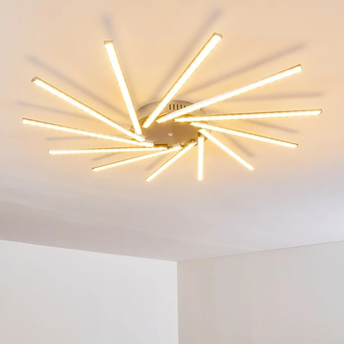 Hofstein Kinna Deckenleuchte LED Edelstahl, 12-flammig, Fernbedienung, Farbwechsler – Bild 5