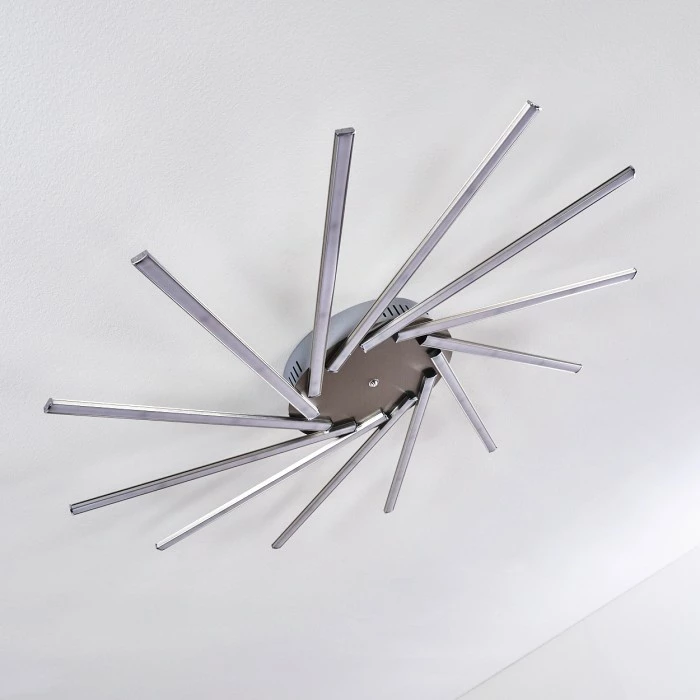 Hofstein Kinna Deckenleuchte LED Edelstahl, 12-flammig, Fernbedienung, Farbwechsler – Bild 6