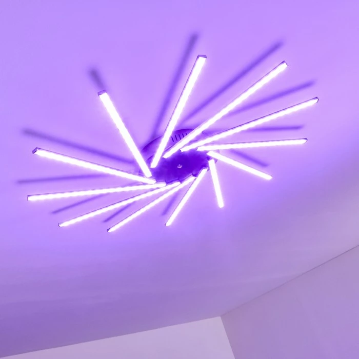 Hofstein Kinna Deckenleuchte LED Edelstahl, 12-flammig, Fernbedienung, Farbwechsler – Bild 7