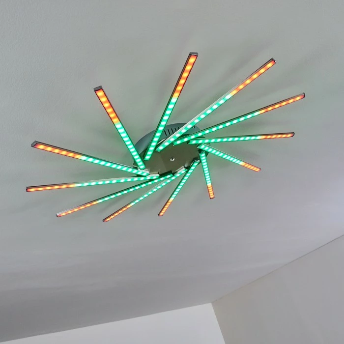 Hofstein Kinna Deckenleuchte LED Edelstahl, 12-flammig, Fernbedienung, Farbwechsler – Bild 8