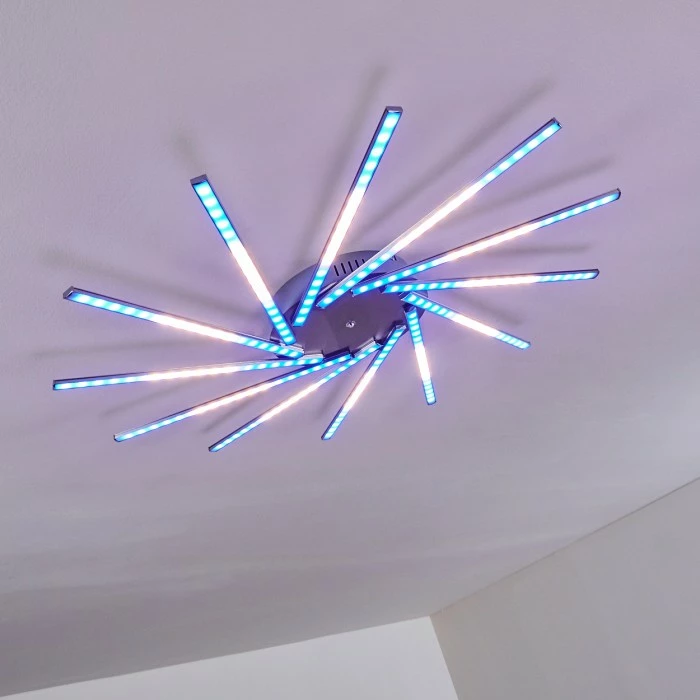 Hofstein Kinna Deckenleuchte LED Edelstahl, 12-flammig, Fernbedienung, Farbwechsler – Bild 10