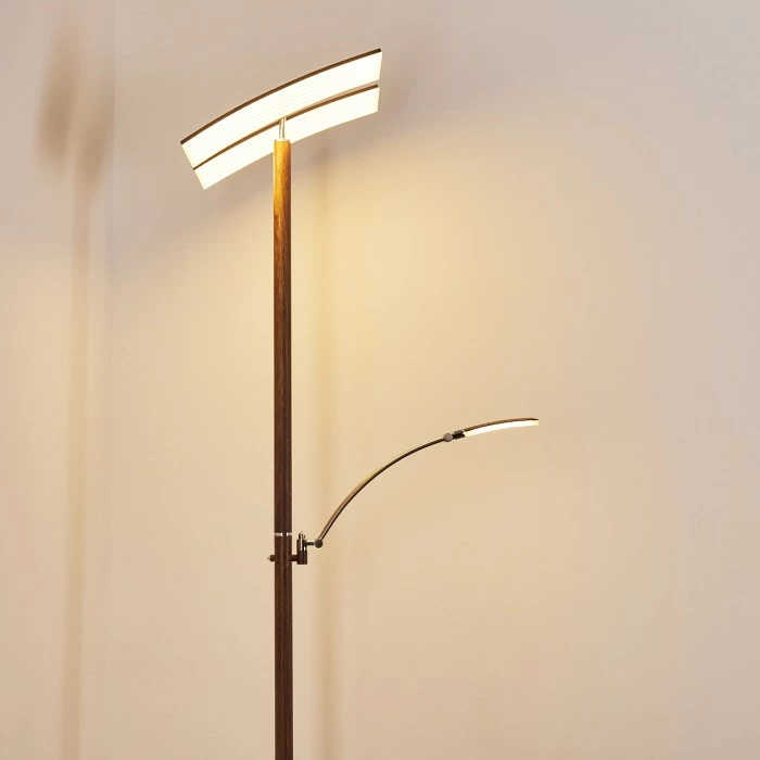 Hofstein Lasona Deckenfluter LED Silber, Braun, 2-flammig – Bild 14