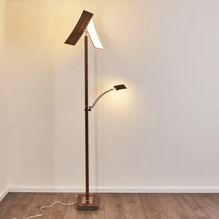 Hofstein Lasona Deckenfluter LED Silber, Braun, 2-flammig – Bild 21