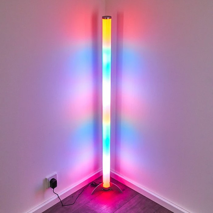 Hofstein Laugar Stehlampe LED Silber, 1-flammig, Fernbedienung, Farbwechsler – Bild 11