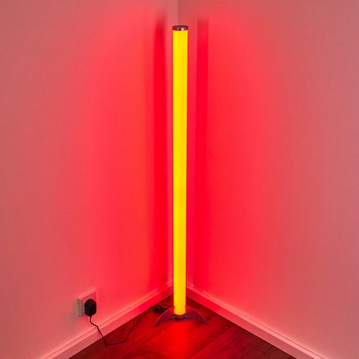 Hofstein Laugar Stehlampe LED Silber, 1-flammig, Fernbedienung, Farbwechsler – Bild 16