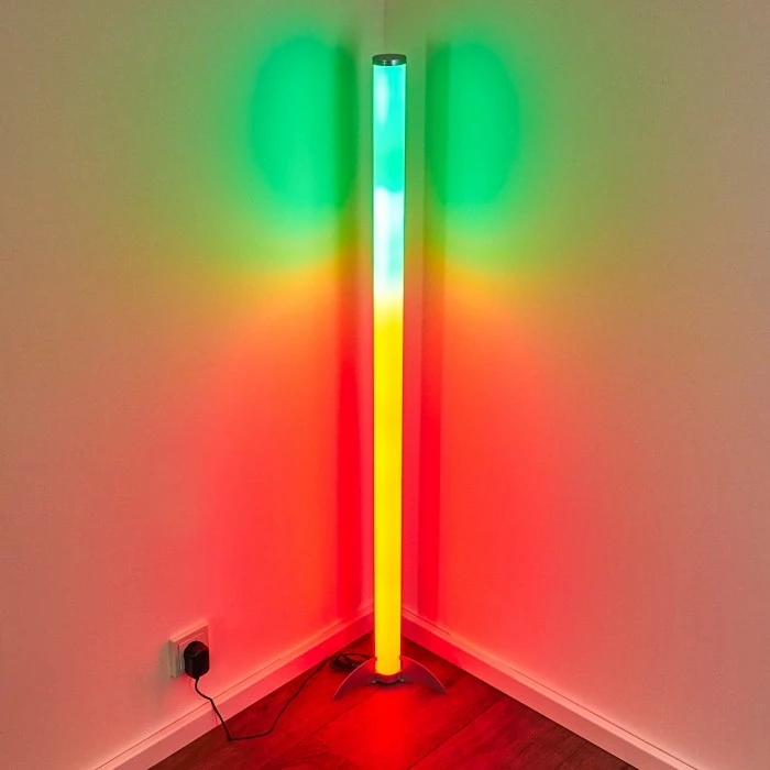 Hofstein Laugar Stehlampe LED Silber, 1-flammig, Fernbedienung, Farbwechsler – Bild 25