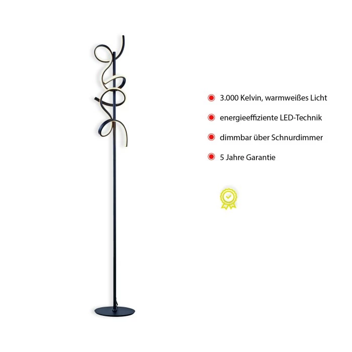 Leuchten Direkt CURLS Stehleuchte LED Schwarz, 2-flammig – Bild 5