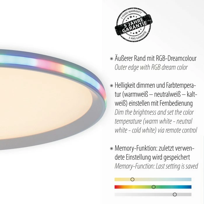 Leuchten Direkt GALACTICA Deckenleuchte LED Weiß, 1-flammig, Fernbedienung, Farbwechsler – Bild 2