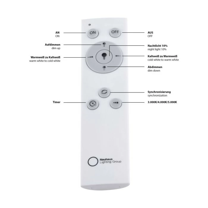Leuchten Direkt JONAS Deckenleuchte LED Weiß, 1-flammig, Fernbedienung â Bild 2
