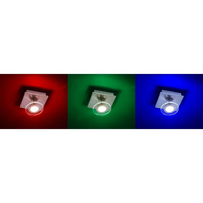 Leuchten Direkt LOLA-MIKE Deckenleuchte LED Edelstahl, 1-flammig, Fernbedienung, Farbwechsler – Bild 2