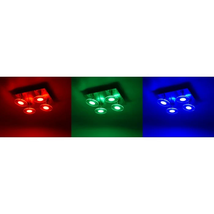 Leuchten Direkt LOLA-MIKE Deckenleuchte LED Edelstahl, 4-flammig, Fernbedienung, Farbwechsler – Bild 2