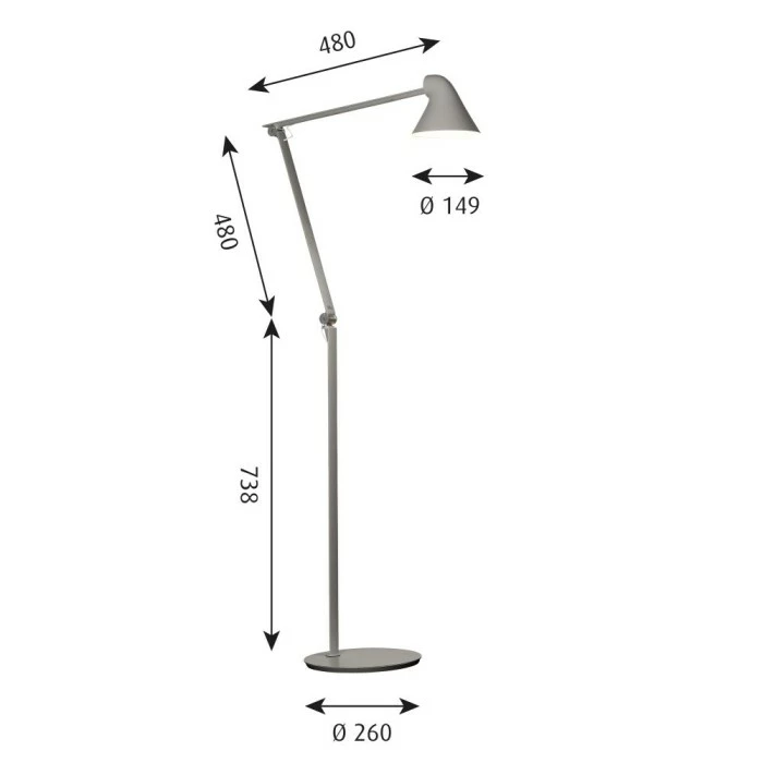 Louis Poulsen NJP Stehleuchte LED Grau, 1-flammig â Bild 2