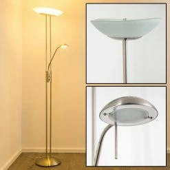 Hofstein Lucca Deckenfluter LED Edelstahl, 2-flammig