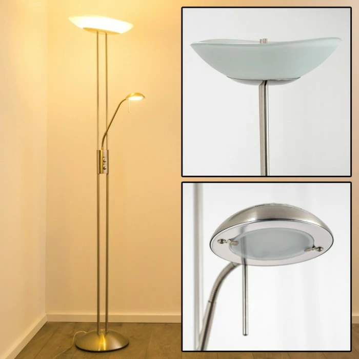 Hofstein Lucca Deckenfluter LED Edelstahl, 2-flammig