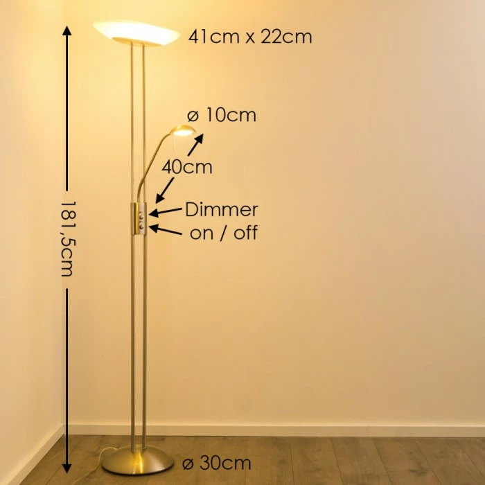 Hofstein Lucca Deckenfluter LED Edelstahl, 2-flammig – Bild 2