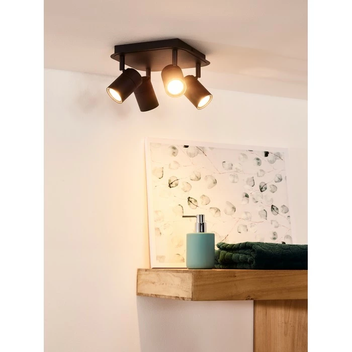 Lucide LENNERT Deckenspot LED Schwarz, 4-flammig