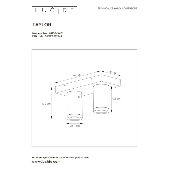 Lucide TAYLOR Deckenstrahler LED Weiß, 2-flammig – Bild 8