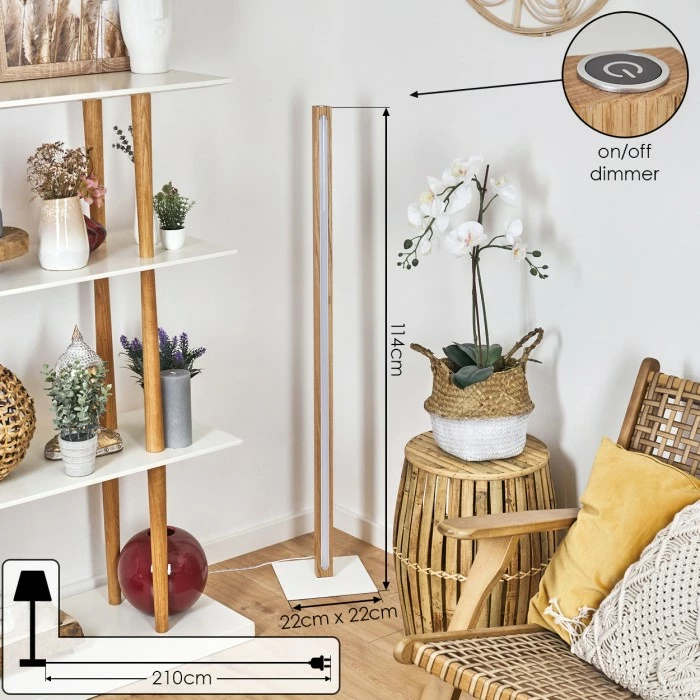 Hofstein Madou Stehleuchte LED Weiß, Holz hell, 1-flammig – Bild 4